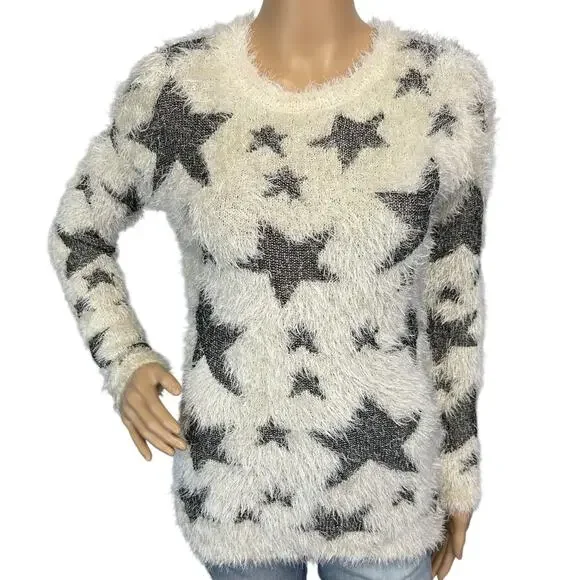2/$15 Yoki Eyelash Star Furry Sweater Ivory Plush Size S - Picture 2 of 13